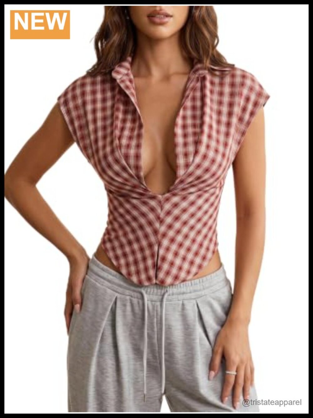 Plaid Asymmetrical Dolman Sleeve Blouse Sexy Low Cut Y2K Top Preppy